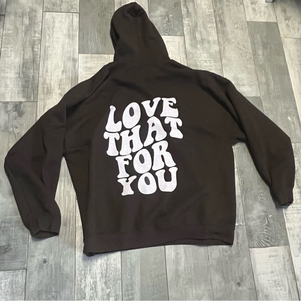 “Love That For You” Brown White Bubble Letter Heavy Weight Cotton Hoodie 2X